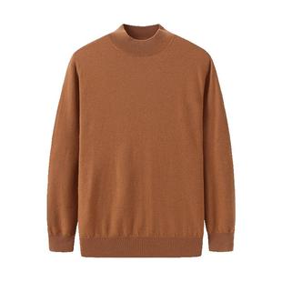 春竹100%绵羊毛半高领羊毛衫长袖针织商务休闲保暖上衣打底毛衣男