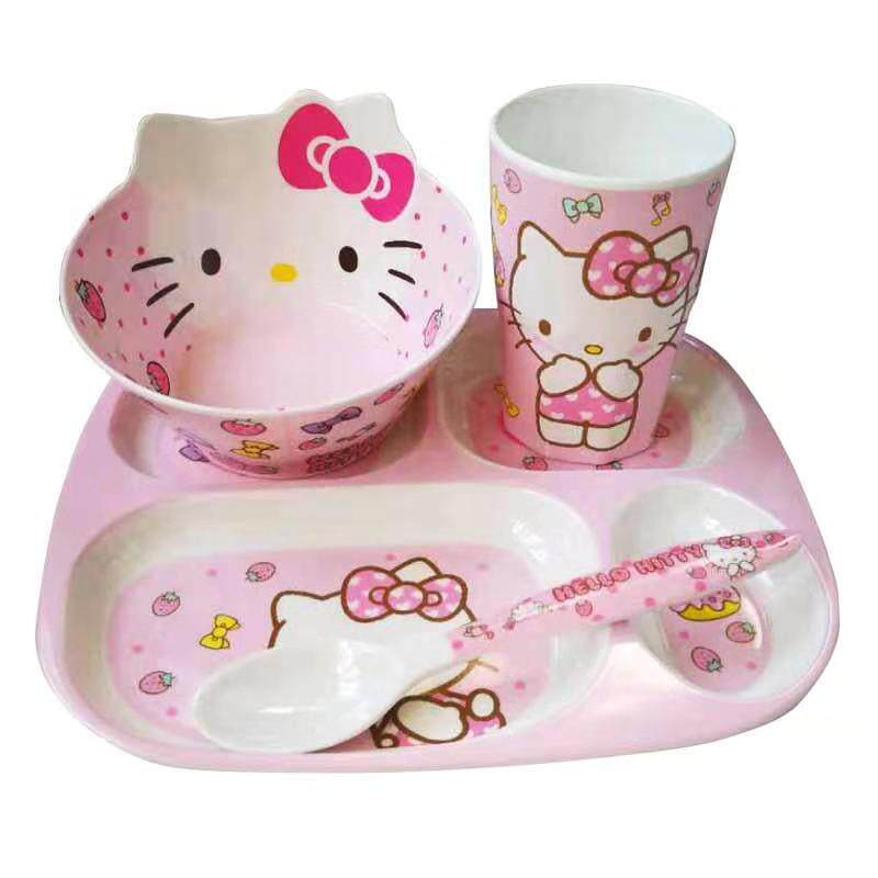 儿童餐具kt猫kitty多啦a梦饭碗勺