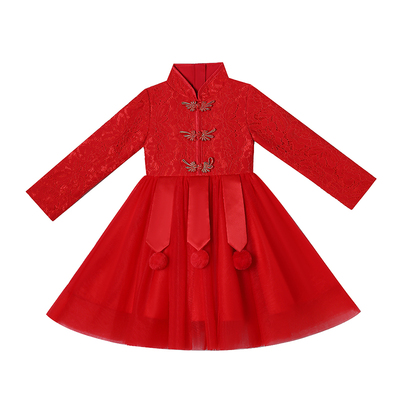 女童连衣裙秋冬装公主裙拜年服