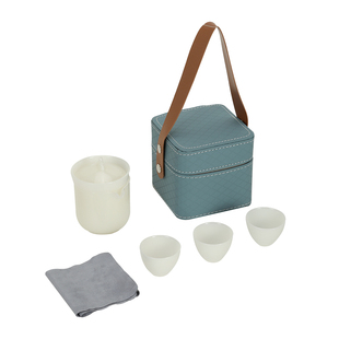 鑫艺缘冰种璞玉玉瓷旅行茶具便捷快客杯一壶四杯户外随身功夫茶具