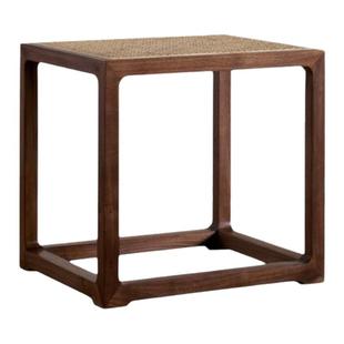 素舍新中式藤面小方凳实木换鞋凳藤编矮凳小凳子茶凳木凳家用板凳