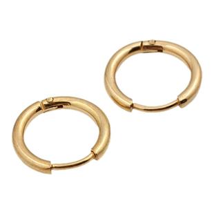 钛钢不锈钢镀真金耳扣包金加粗不褪色防过敏圆形耳环耳饰diy配件