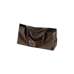 YUEN时髦暗黑系复古单肩腋下大容量男女pu托特挎包枕头包手提街头