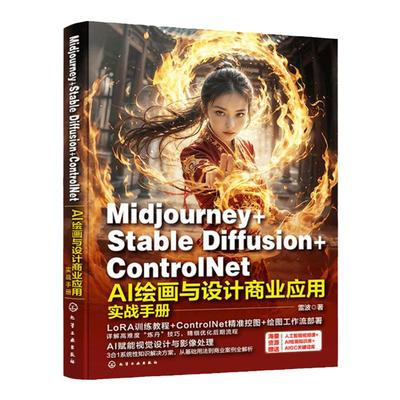 赠视频课 Midjourney+Stable Diffusion+ControlNet AI绘画与设计商业应用实战手册 AI绘画AI设计教程模型训练 AI绘图软件使用教程