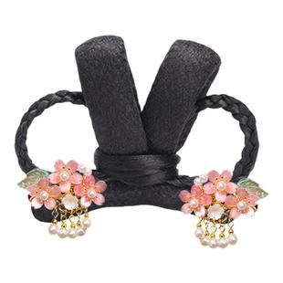 儿童汉服头饰古风假发芊芊发髻盘发发包女童舞台演出可爱发髻造型