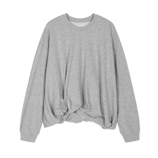 短款卫衣女款2026新款春季纯棉套头纯色宽松慵懒风圆领外套上衣