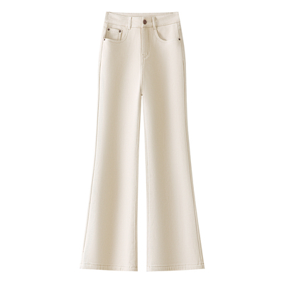 浅色系加绒微喇牛仔裤女喇叭裤子