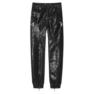 TCH烫钻字母小众休闲长款皮裤2025秋季新款个性设计感T21320C6002