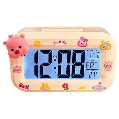 小闹钟学生专用电子时钟儿童女孩2024新款桌面智能多功能起床神器