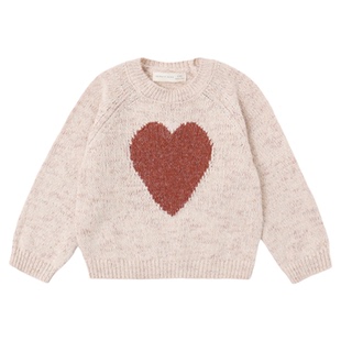 Quincy Mae童装温柔童趣爱心毛衣男女童款26新年针织衫莓粉纱毛衣
