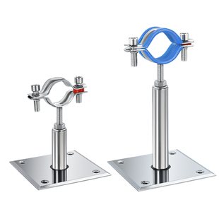 304不锈钢方形底座可调节管支架管卡抱箍圆柱形托架固定卡扣管夹