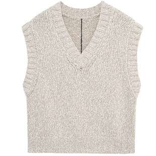 MESUX米岫25冬棉羊毛混纺渐变肌理V领马甲背心针织衫毛衣MNWUE201