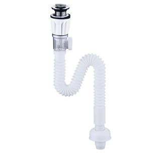 卫生间按压弹跳免打胶下水器洗脸盆面盆双向侧横排防臭排水管套装