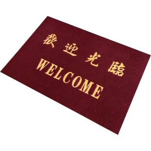 玻璃门薄款迎宾欢迎光临地垫商场酒店铺门口地毯绒面防滑吸水门垫