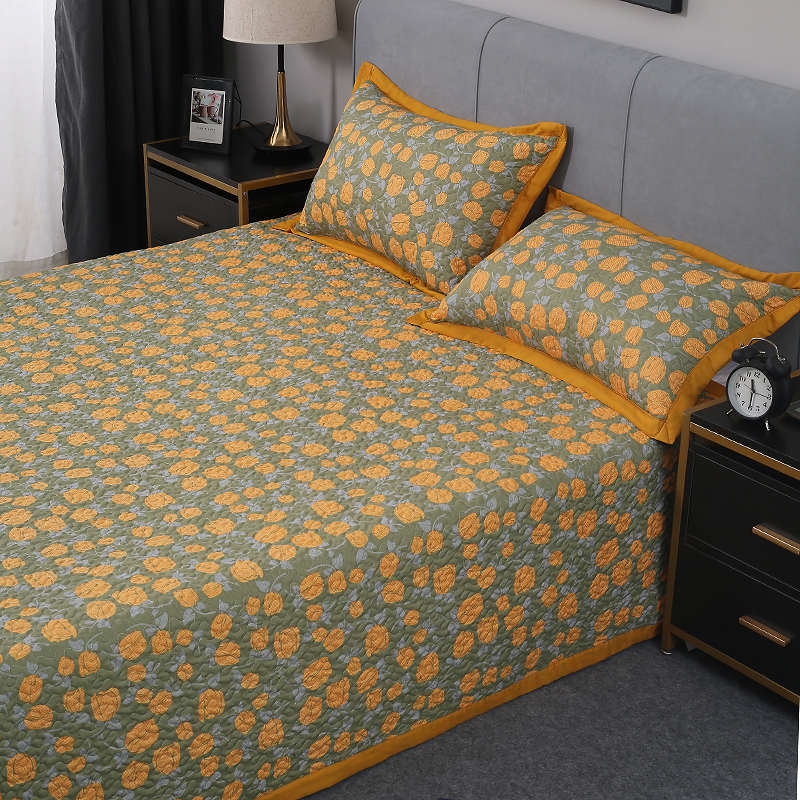 四季床盖铺床夹棉通用多功能加厚双人床单单件防滑单人床盖三件