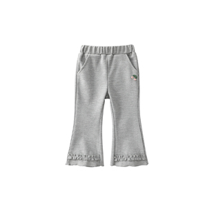 女童超好看喇叭裤2026新款春装宝宝婴幼儿长裤木耳边儿童灰色裤子