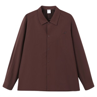 MOSEALAND秋季立体肌理户外男士纯色简约休闲长袖衬衫方领外套