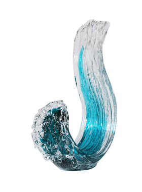 风生水起琉璃海浪花招财抽象摆件