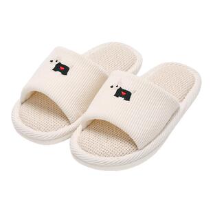 名创优品日系居家亚麻拖鞋女款室内2026新款秋冬季月子鞋地板棉拖