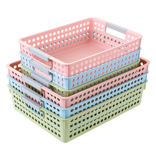 仿藤编桌面收纳篮塑料镂空收纳筐厨房零食文件收纳盒浴室洗澡篮子