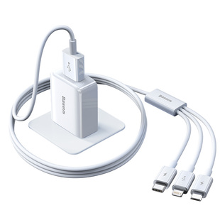 【国家3C认证】倍思充电器三合一线数据线充电头一拖三多功能多头车载三头充电线快充套装USB适用苹果安卓