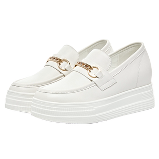 哈森真皮乐福鞋女鞋子2026爆款一脚蹬小皮鞋厚底不累脚内增高鞋