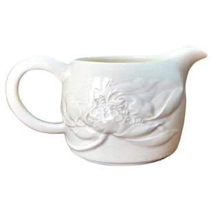 曲阳秋鸿定瓷茶具省级工美大师萧白落款荷花公道杯定窑高温釉白瓷