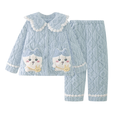 2025冬季新款珊瑚绒睡衣女童卡通可爱保暖加厚长袖长裤家居服套装