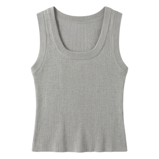 春夏法式通勤风针织背心女外穿套头无袖打底内搭上衣遮副乳极简风