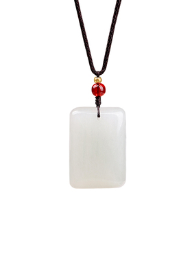 情侣无事牌吊坠白玉佩玉坠项链