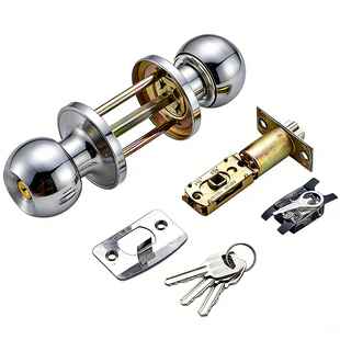 三杆球形门锁三杆式304不锈钢卫生间门锁塑钢铝合金门球锁门厚3-5