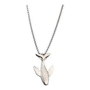 鲸落项链简约钛钢鲸鱼吊坠男高级感链子男士装饰女卫衣配饰毛衣链