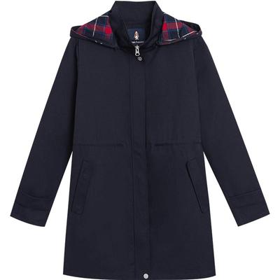 可拆卸帽子中长款外套暇步士