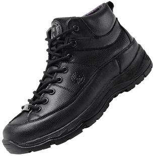 强人3515男鞋冬季保暖高帮棉鞋真皮加绒户外短靴板鞋劳保鞋防刺穿