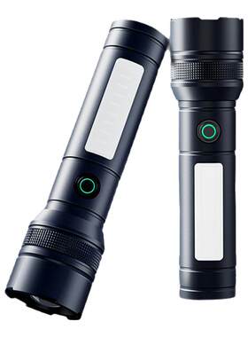 手电筒小型便携强光充电超亮户外家用带侧灯多功能照明灯2025新款