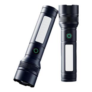 手电筒小型便携强光充电超亮户外家用带侧灯多功能照明灯2025新款