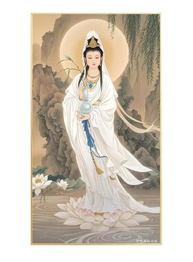 2026新款5d钻石画南海观音菩萨白衣佛像满粘砖点贴钻石十字绣佛堂