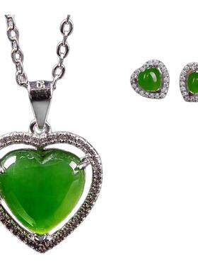 天然和田玉石韵轩爱心项链吊坠