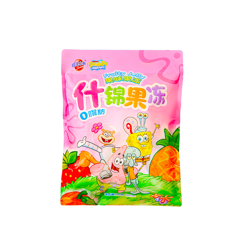 蜡笔小新海绵宝宝1kg什锦果冻50杯袋装果味果冻儿童零食大礼包