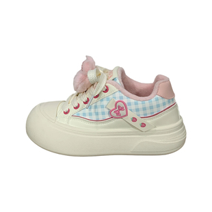 人本女鞋二棉鞋可爱小熊厚底小白鞋女冬季加绒保暖百搭学生大头鞋