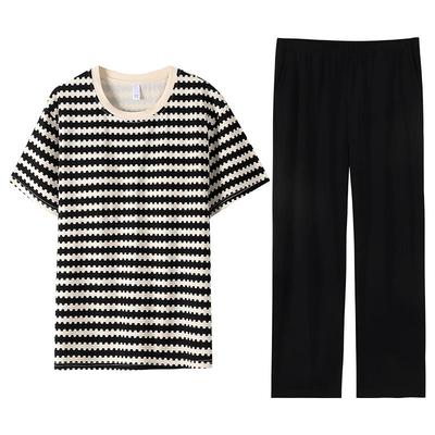 睡衣女夏季纯棉短袖长裤家居服