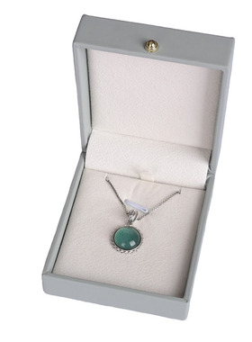 青瓷釉滴太阳圆形吊坠925银项链