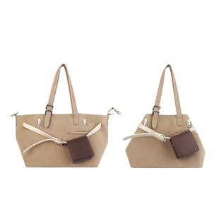 简着 /原创 浅卡其加利尼尼小号 多形态通勤托特包单肩斜挎手提包