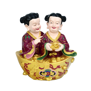 原装正品李居明九运常年吉祥物和合二贤摆件家居卧室摆件