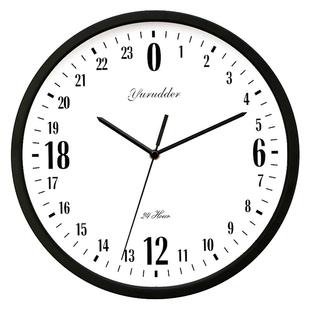 12英寸时钟圆形金属时尚简约现代24小时石英钟表挂钟客厅创意