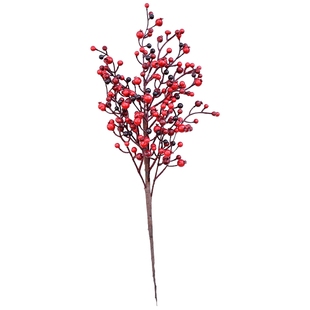 发财果仿真花圣诞冬青红浆果树枝插花抱抱桶桌面摆件乔迁新年装饰