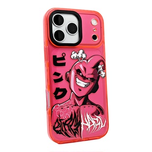 原创魔人布欧17磨砂动漫保护壳适用iPhone16promax七龙珠周边磨砂玫红色15镭射防摔苹果14手机壳二次元