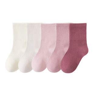 女童袜子儿童春秋款中长筒纯色棉袜小女孩宝宝A类抗菌秋冬季棉袜