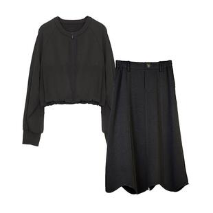 谜底休闲套装女士秋新品时尚宽松卫衣+半身裙长裙243MTZ1159