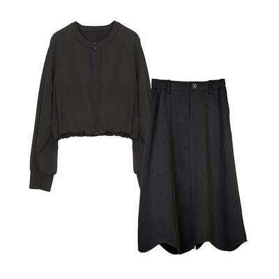谜底休闲套装女士秋新品时尚宽松卫衣+半身裙长裙243MTZ1159